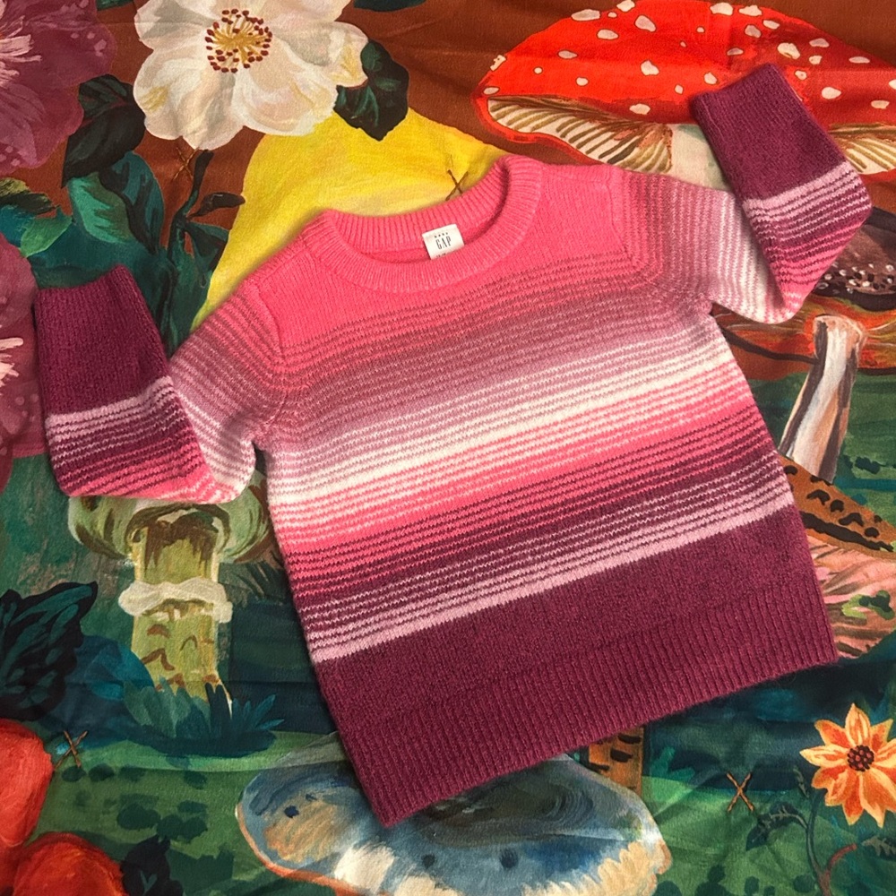 GAP NWOT Ombré Stripped Sweater Pink & Purple Size 12-18M